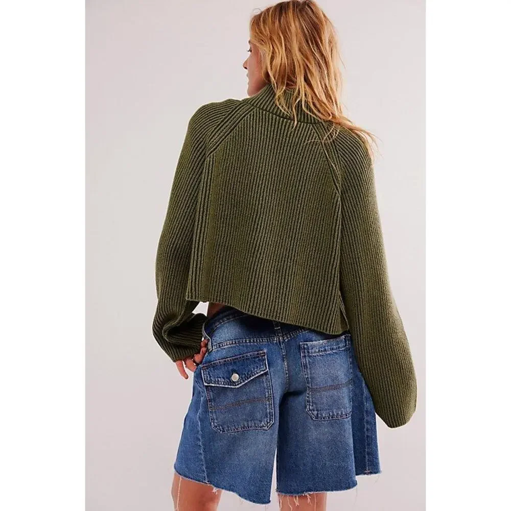 Free People Women's Green Greta Half Zip L